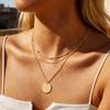 Stainless Steel Layered Necklace Set, Tarnish Resistant Coin Pendant Neck Chain for Women Stackable Aesthetic Jewelry