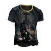 Men's 3d Eagle Pattern Muscle T-Shirt Red  White Bold Print Short Sleeve Round Neck Summer Streetwear Casual Tops Gift  Boyfrien