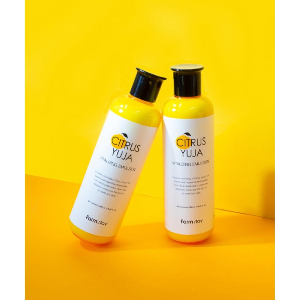 Farmstay Citrus Yuzu Vitalisierende Emulsion 280ml + Beruhigendes Gel 100ml X 2