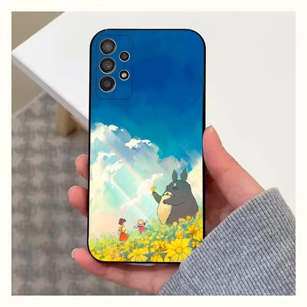 Cartoon T-Totoro-ES Phone Case For Samsung S25,S24,S23,S22,S20,S21,S10,Ultra,Plus,Lite,FE,Soft Silicone Black Cover