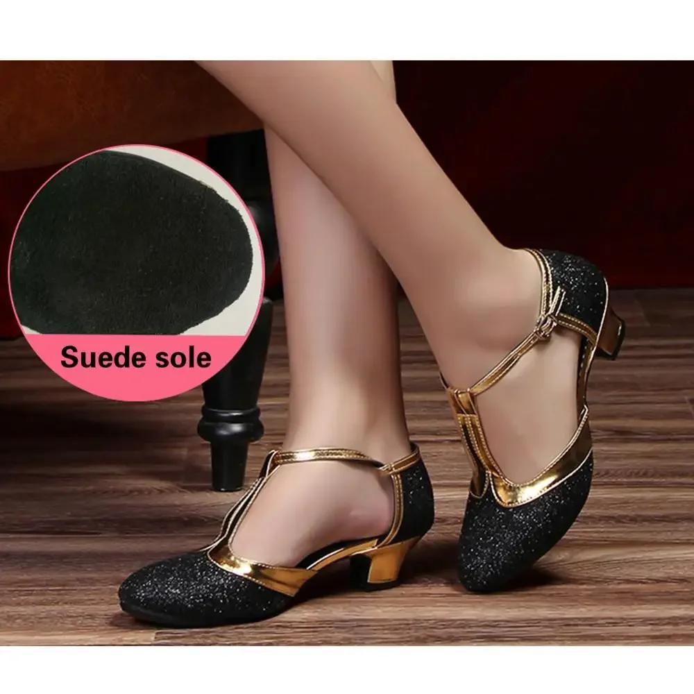 Damskie Buty Taneczne Damskie Buty do Tańca Towarzyskiego Dziewczęce Buty Łacińskie Dziecięce Niskie Obcasy 3.5/5.5/ 6.5cm Halowe Taniec Nowoczesny