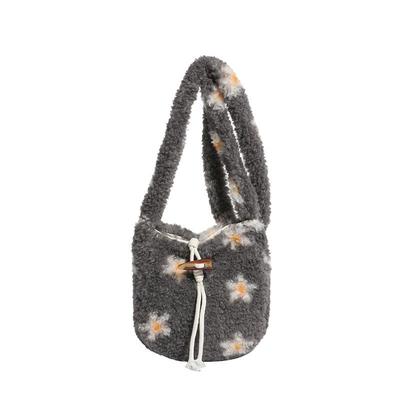 Bolsa Transversal de Pelúcia Floral 2025 - Porta-Celular e Moedas Fofo para Mulheres