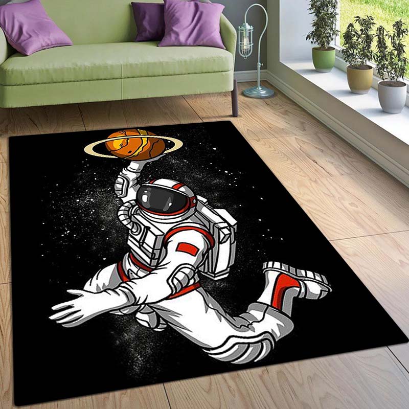 Space Astronaut Basketball Mat, Starry Sky Planet Creative Basketball Mat, Children's Decorative Rug