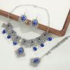 Ethnic Style Vintage Hollow - Out Rhinestone Necklace and Earrings Set for Women , Fashionable and Simple Exaggerated Je
