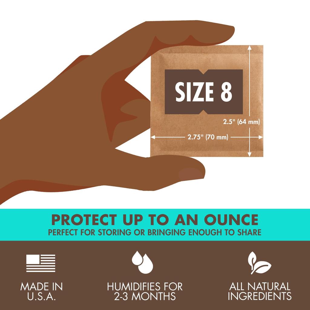 Kontrola Wilgotności Boveda Rozmiar do Przechowywania Ziół Chroni do 1 uncji Zapobiega Terpenom i Worki z Możliwością Ponownego Zamykania Worki 2-kierunkowe 62-RH, 8, (30 g) Kwiat, Strata,