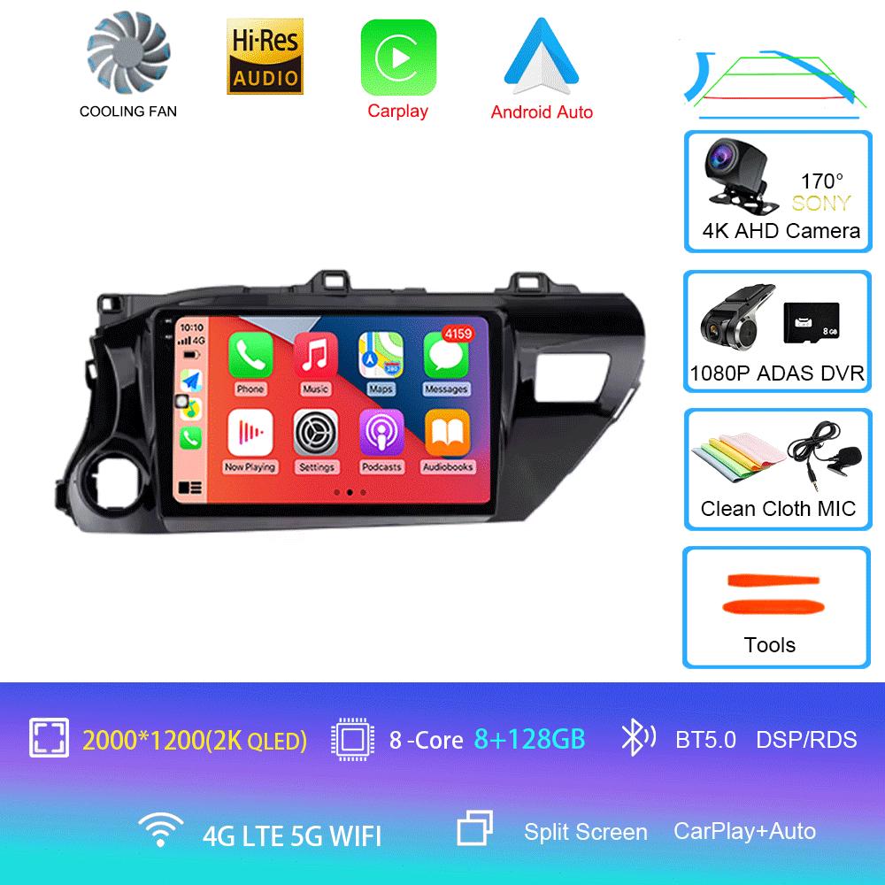 For Toyota Hilux Pick Up AN120 2015-2020 RHD LHD 8Core 2 Din Android 14 Auto Car Radio Multimedia 2din Stereo Carplay GPS Dvd