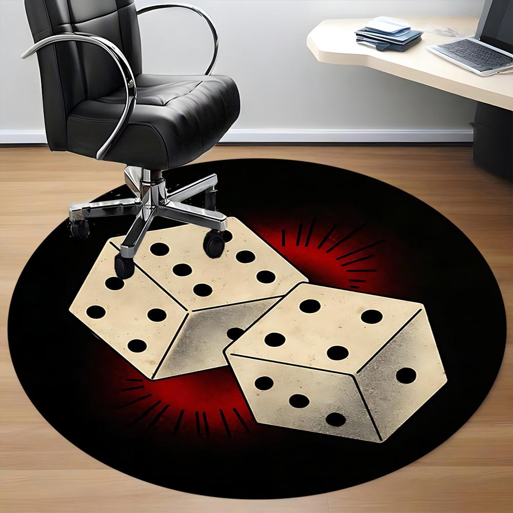 1pc Dice Game Office Round Area Rug, Indoor Mat Suitable ForOffice, Under Office Chairs Bedroom Living Room Home Decor, Room Decot211