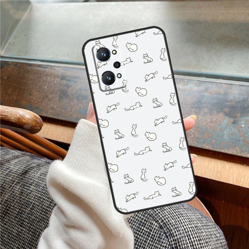 Minimalistisches Katzen Case Für Realme 12 Pro Plus 11 13 14 C63 C61 C55 C51 C53 C25 C65 C67 C71 C75 GT6 GT7 15 Pro