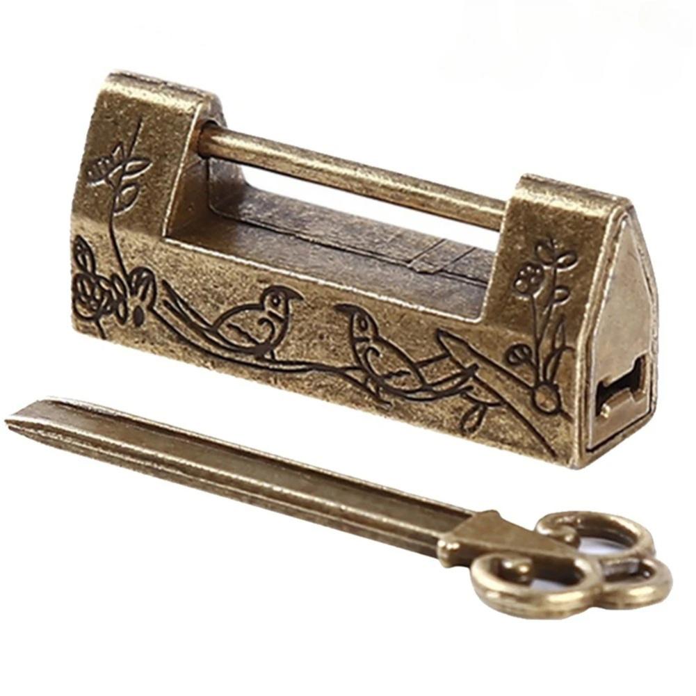 

Antique Zinc Alloy Lock Vintage Padlock for Jewelry Box Drawer Chest Cabinet Ornate Floral Bird Decoration Includes Key