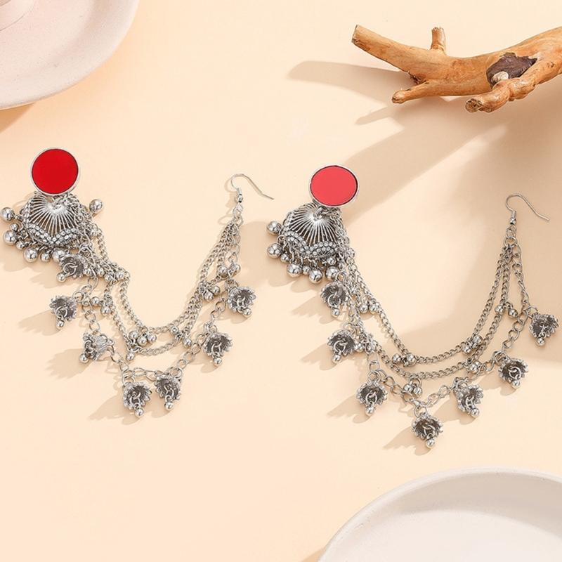 Elegant Dangle Earrings for Women Stylish Rhinestones Studded Earrings Bridal Accessory Ethnic Indian Style Jewelry