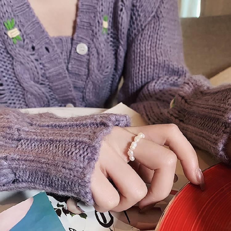 Fashion Irregular Ring Freshwater Pearl Beads Rings For Women Birthday Gift