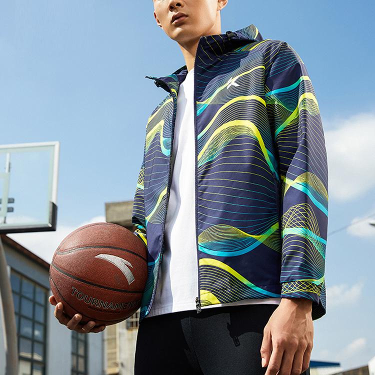 Anta Basketball Series Woven Windproof Hooded Jacket Men Jackets Blue 152211611-4