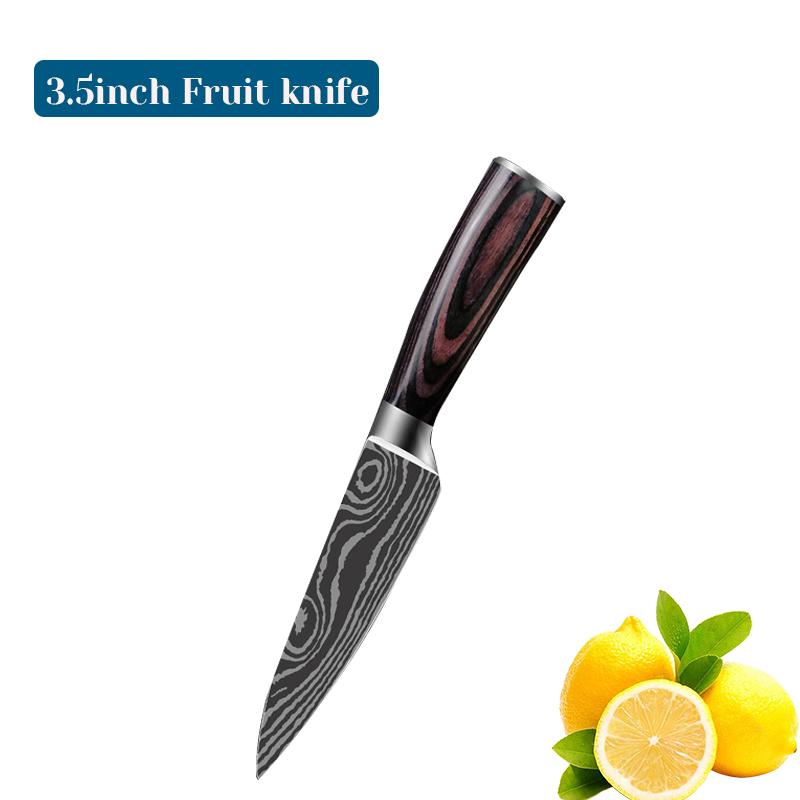 3PCS Kitchen Knives Set Damascus Chef Knife Professional Boning Knife Japanese Santoku Meat Cleaver Knife Kitchen Supplies