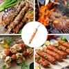 6/10Pcs Stainless Steel BBQ Skewers with Storage Bag Ring Design Flat BBQ Needle Metal Stick for Grilling Sausages Seafood Veggies
