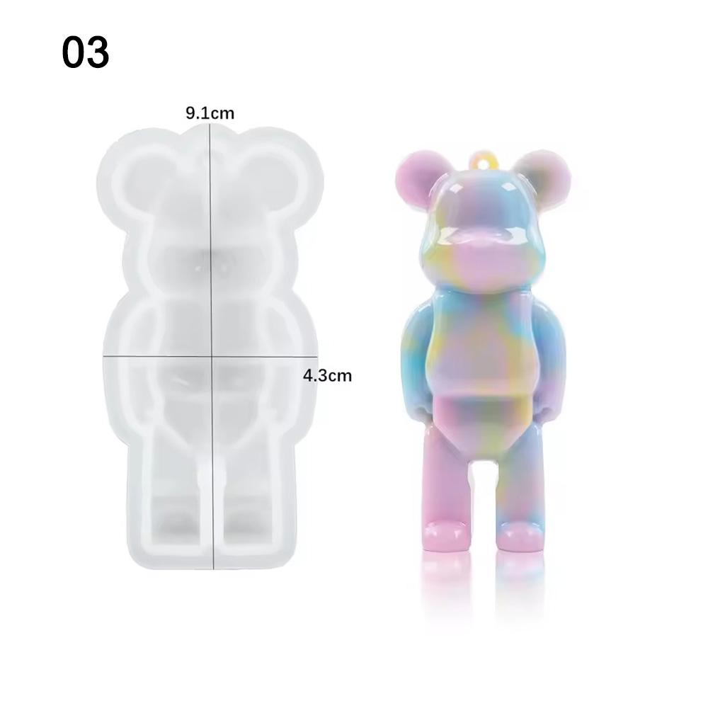 DIY 3D Kleiner Bär Kristall Epoxidharzform Astronaut Schlüsselanhänger mit Loch Anhänger Silikon Blutrosa Bärenform