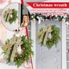 Christmas Wreaths For Front Door, Winter Rattan Wreath With Cones Golden Bells And Bowknot, Artificial Holiday Wreaths For Home Door Wall Hanging Deco
