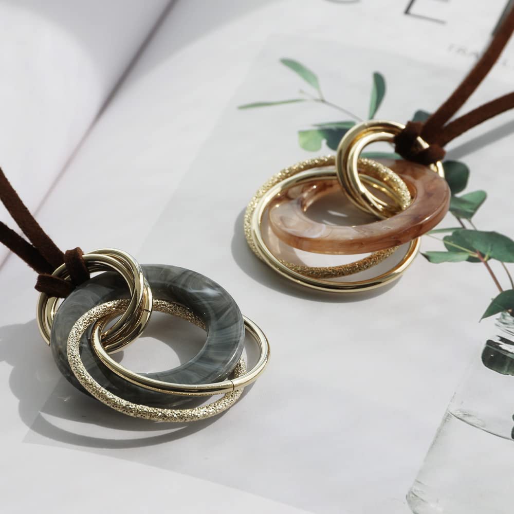 JewelVOX Halsband för Mocka Natursten Vuxen Långt Halsband [ Smyckeskrin ] Kvinnor, Långt, Enkelt, Snöre, Stil, Snyggt, Populärt, (Brun)