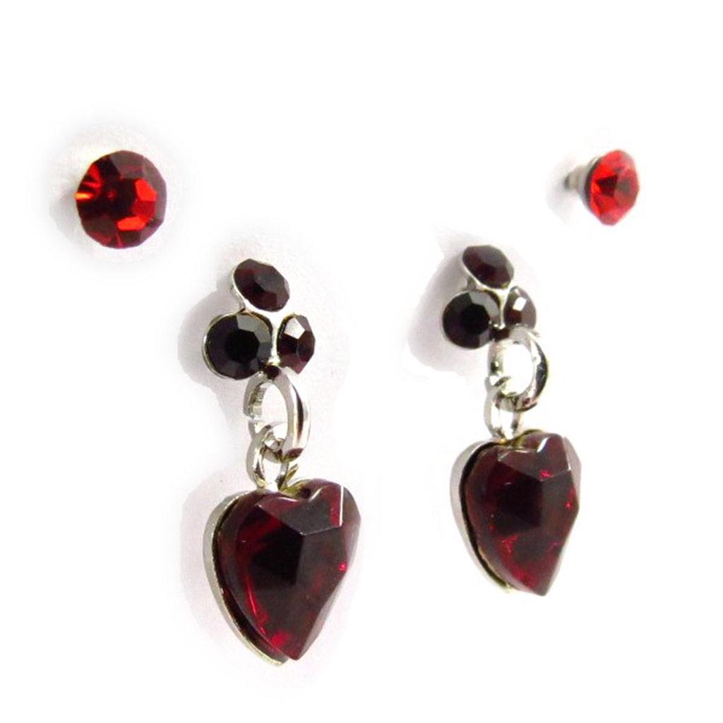 Les Trésors De Lily [J6248] - 2 Pairs of Red 'Sissi' Earrings