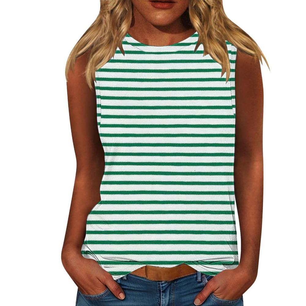 Bunte Streifen 3D-Druck Tanktops Damen Neu O-Ausschnitt Lässige Weste Schulterfrei Y2k Elegant Ärmelloses Top Camisole Damenbekleidung