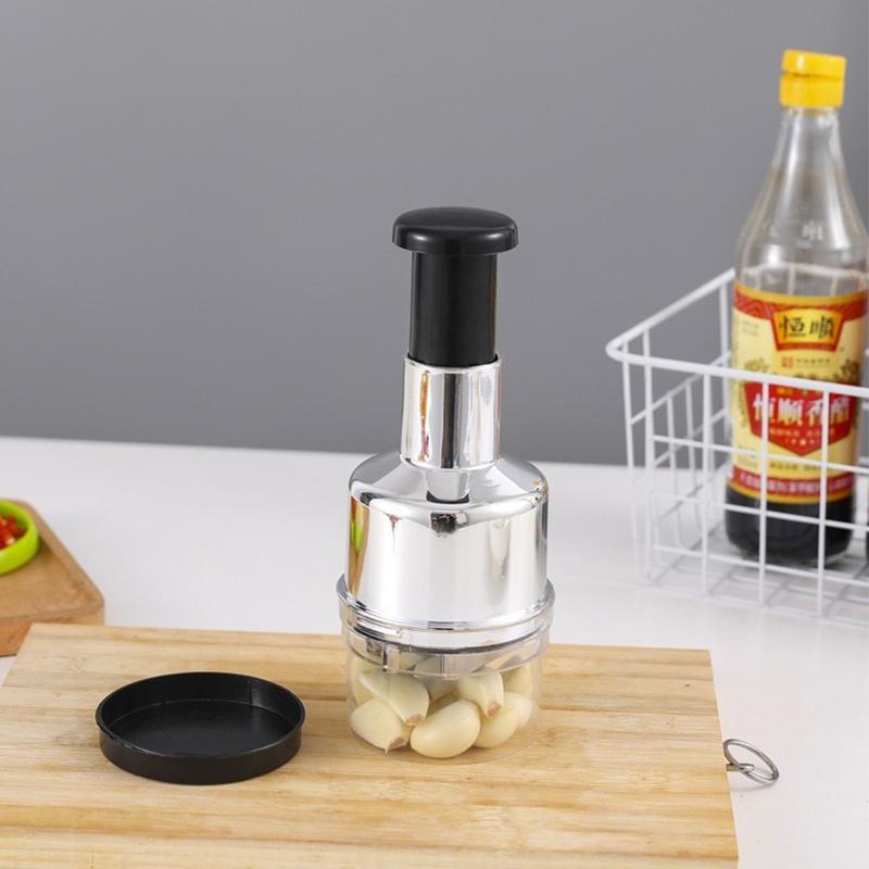 Lökhackare i rostfritt stål Handtryck Mathackare Skärare Skivare Skalare Manuell Grönsaks Vitlök Kök Rivjärn Verktyg