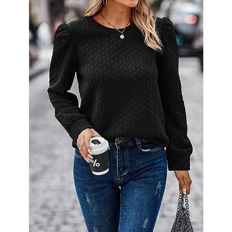 IHUASU Women's Fashion Casual Long Sleeve O-Neck Blouses & Shirts