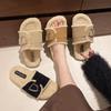 Fashion Women Cotton Slippers Autumn/winter Thick Soled Plush Slippers New Fashion Comfortable Belt Buckle Anti Slip Warm Slippers