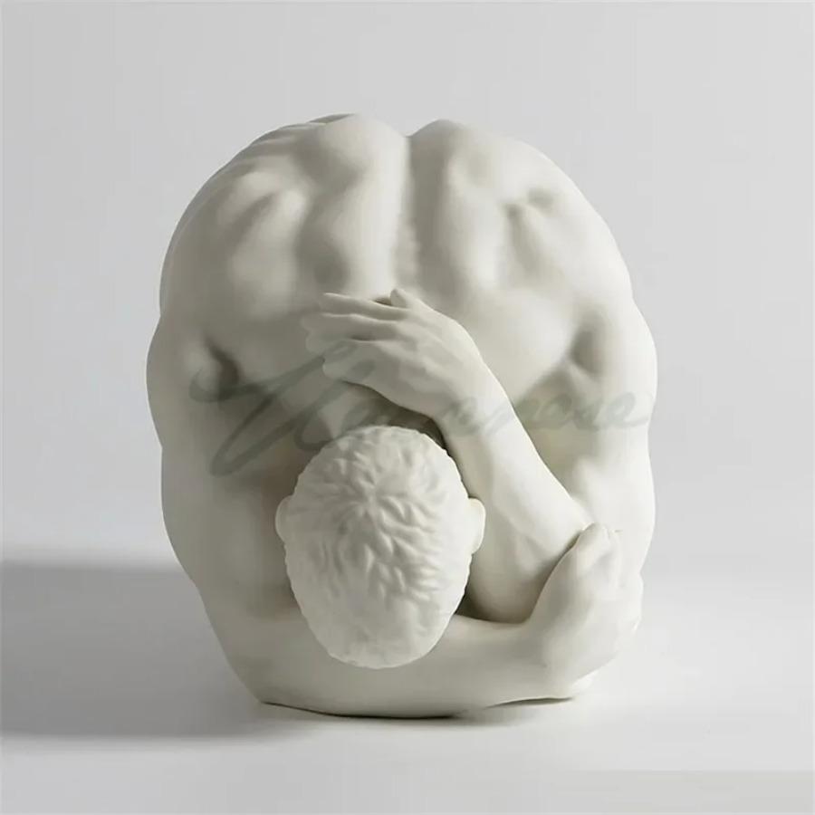 Creative Abstract Ceramics Naked Body Art Figurine Nude Man Kneeling Room Desk Statue Decoration Interior Home Decor Gifts