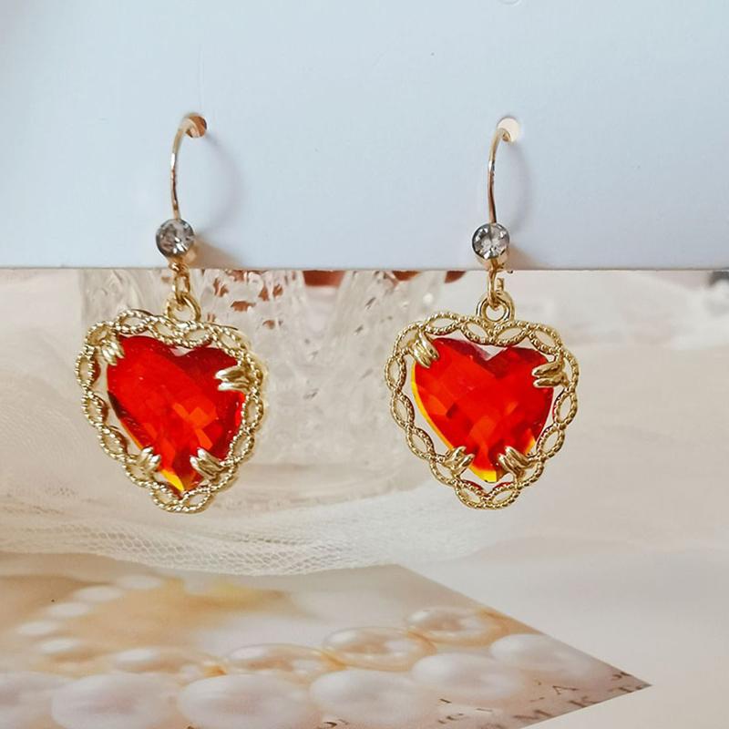 Premium Heart Rhinestone Multicolor Dangle Earring Long Zircon Heart Earrings for Wome N  Earings Fashion Jewelry