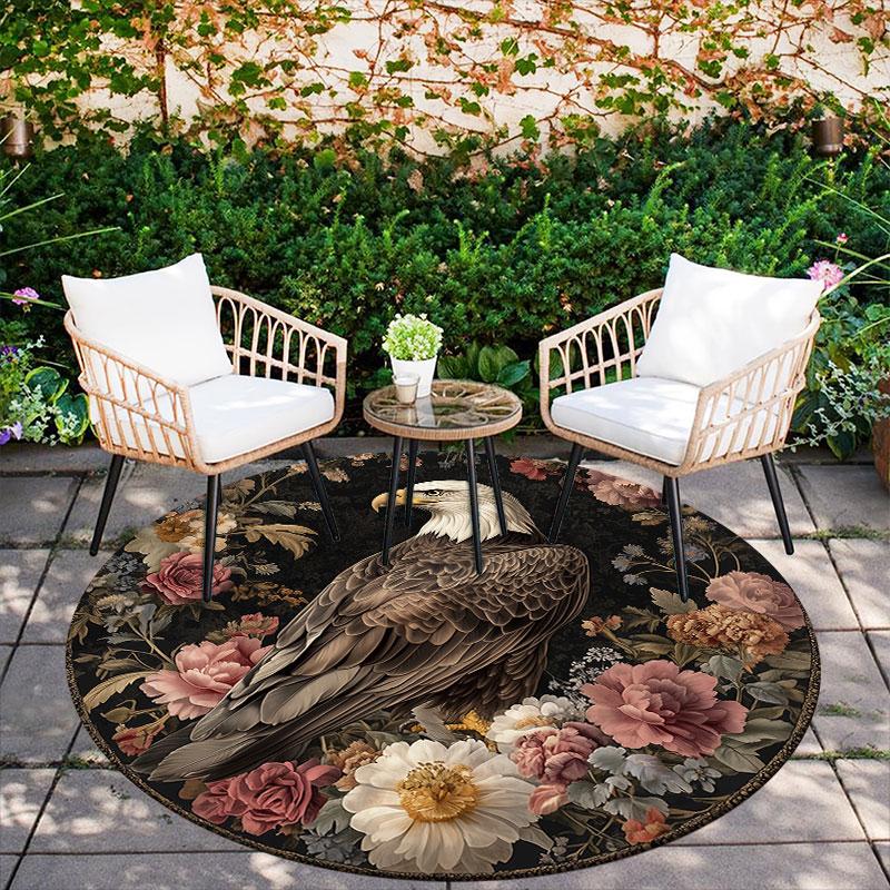 Eagle pattern round rug,Carpet Rug for Living Room Bedroom Playroom ,Non-slip Floor Mat,Holiday Gifts and Birthday Gifts.