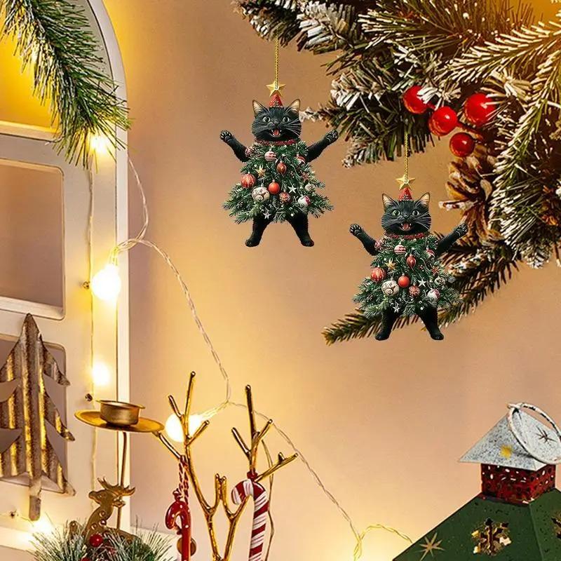 Christmas Tree Pendants Cute Cat Hanging Ornaments for Car Backpack Xmas Tree Decorations Party Supplies New Year Gifts 7