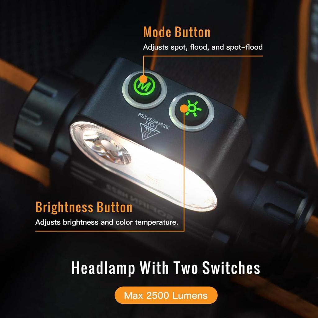 Sofirn HS22 Recargable 2500 Lúmenes LED Inundación Temperatura de Color Ajustable de 2700K a Doble Interruptor Ideal para Trabajo Duro y Preparación para Emergencias