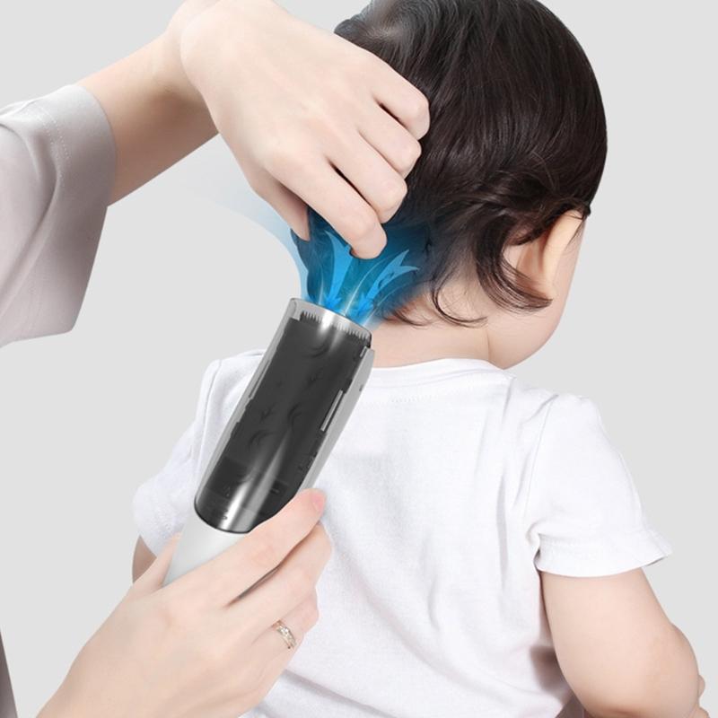 Kids Cordless Hair Clippers 3 Guide Comb Built In Suction Quiet Trimmer for Baby Safe Rechargeable Trimming Tool