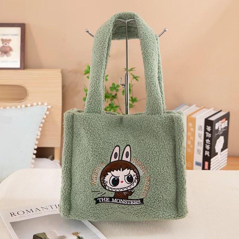 

Adorable Plush Rabbit Shoulder Bag Large Capacity For Toys With Soft Sponge Filling зелений