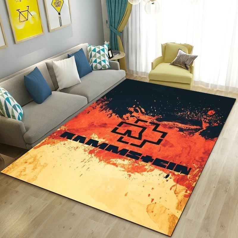 Rammstein Band Logo Dreifarbiges Spritzmuster Teppich Rockmusik Bodenbelag Metall Fan Wohnzimmer Schlafzimmer Heimdekoration Matte 40x60cm( 15x23in )