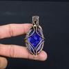 Lapis Lazuli Gemstone Pure Copper Wire Wrapped Handmade Pendant Jewelry For Her
