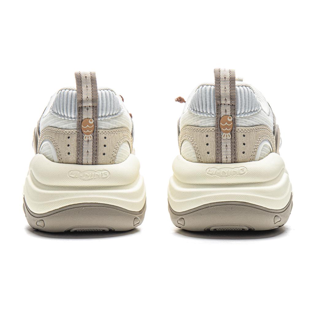 New LiNing Honey Cushioning, Slip Resistant, Abrasion Resistant Support Low top Chunky Sneakers Women's Ivory Dune Khaki AGCV276-3