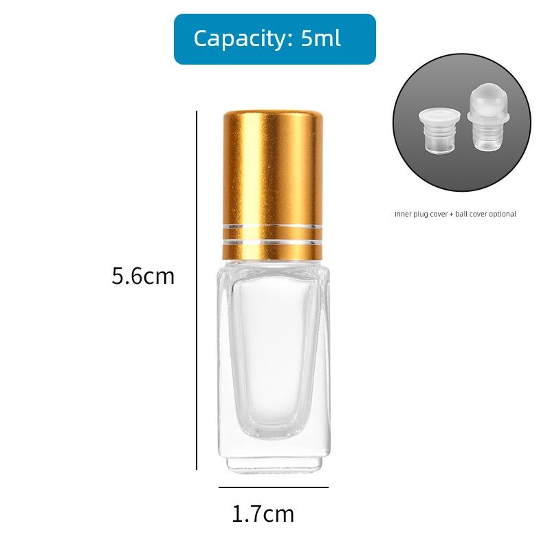 

Factory Direct Sales Glass Roll-on Bottle Transparent Bead Massage Essential Oil Empty Bottle Sealed Small Mouth Potion with Lid Storage Bottle 5ml Rectangular with Sealing Stopper