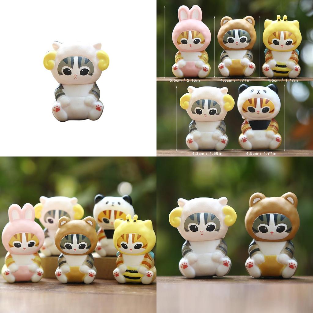 5pcs Creative Animal Headsets Sitting Cat Model Ornament Set For Collectors And Gift