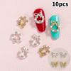 10Pcs Luxry Alloy Garland Bowknot Pearl Nail Art Charm 3D Zircon Wreath Crystal Nail Jewelry Luxury Nail Art Decoration