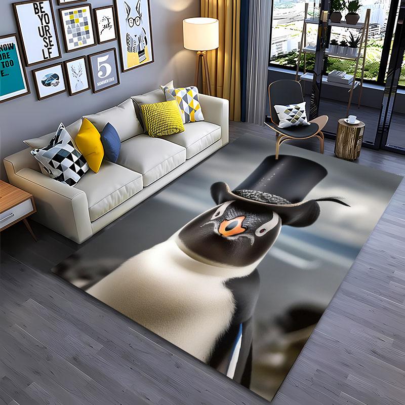 3D Funny Penguin Printing Carpet for Living Room Cartoon Kids Bedroom Sofa Doormat Kitchen Floor Tapete Anti-slipDecor Alfombra