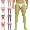 Mens Mid Waist Hollow Out Cutout Opening Crotch Tights Stockings Leggings Elastic Waistband Pantyhose
