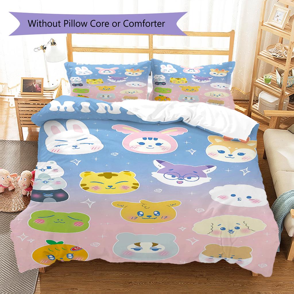 SEVENTEEN Pattern Bedding,Quilt Set Quilt Cover Pillowcase Home Birthday Gift (1 * duvet cover + 2 * pillowcase, without core)