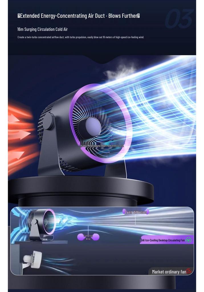 Compact USB Rechargeable Silent Desk Fan for Home or Office