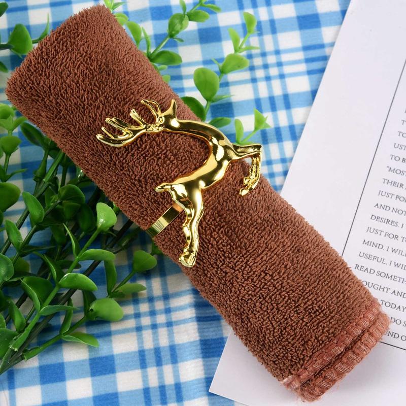 12Pcs Christmas Elk Deer Napkin Rings Gold Alloy Napkin Buckle Napkin Ring Holder Hotel Restaurant Wedding Party Dinner Table De