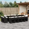 Vidaxl 15-Cz. Garden Furniture Set With Cushions, Black, PE Rattan
