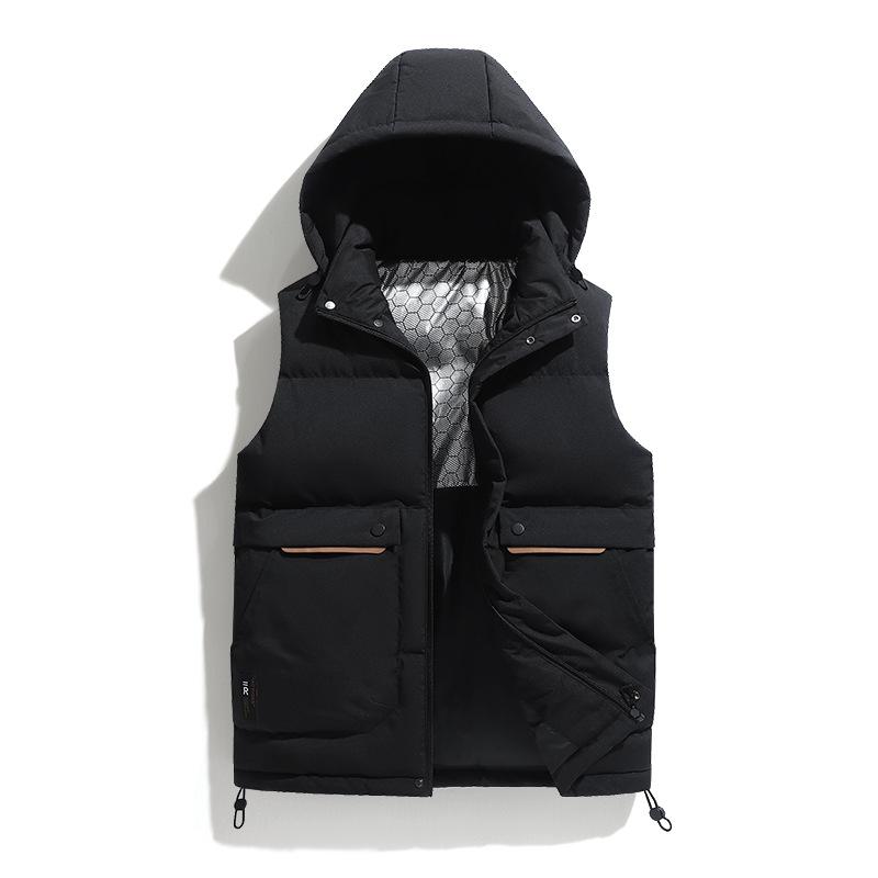 2025 Down Cotton Vest Men's Autumn and Winter Casual Vest Vest Vest Winter Warm Vest Large Size Thickened Trendy Jacket