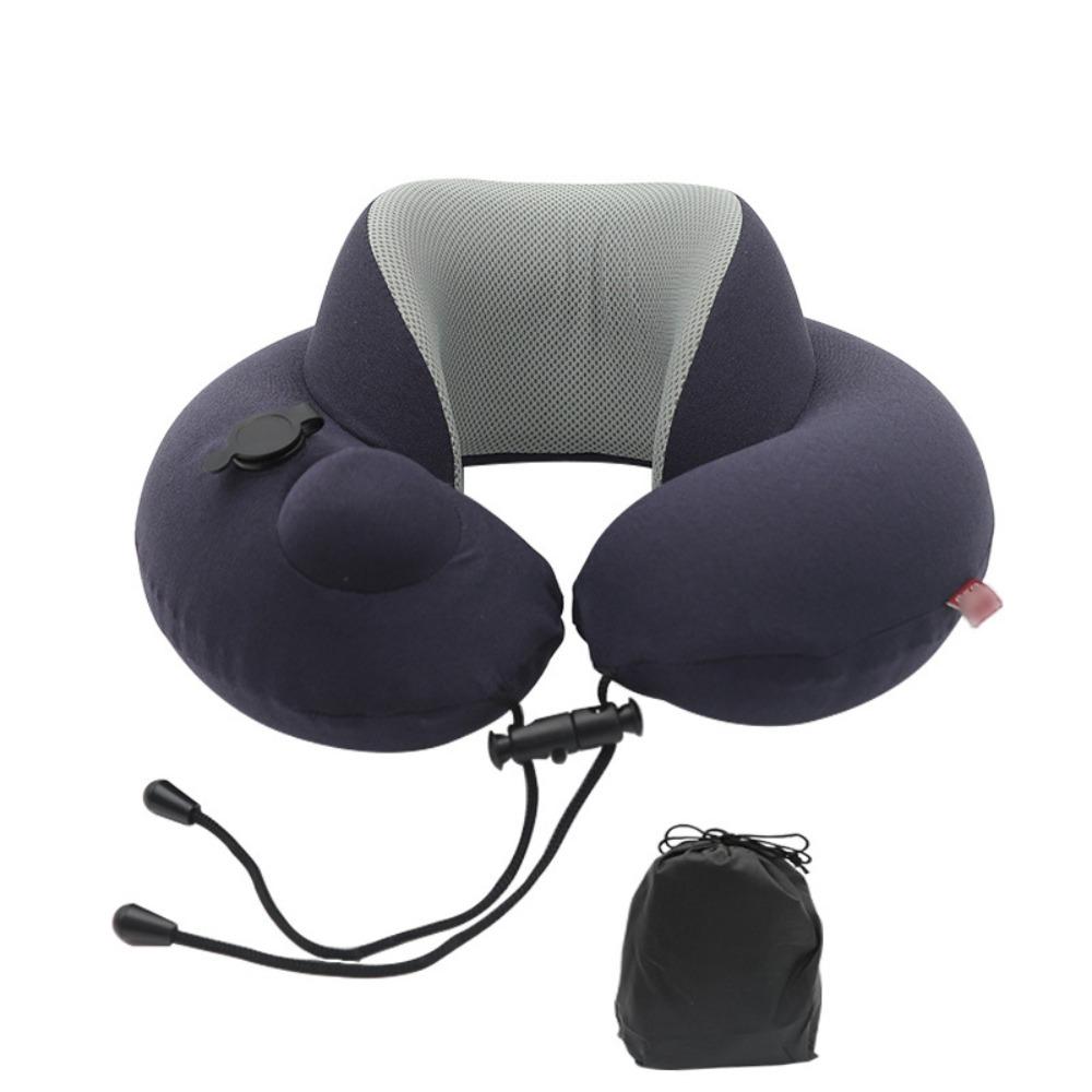 

Ergonomic Press Type Inflatable Neck Pillow Elevated Neck Brace Breathable Car Lumbar Pillow PVC Cervical Support Pillow Trip темно-синий