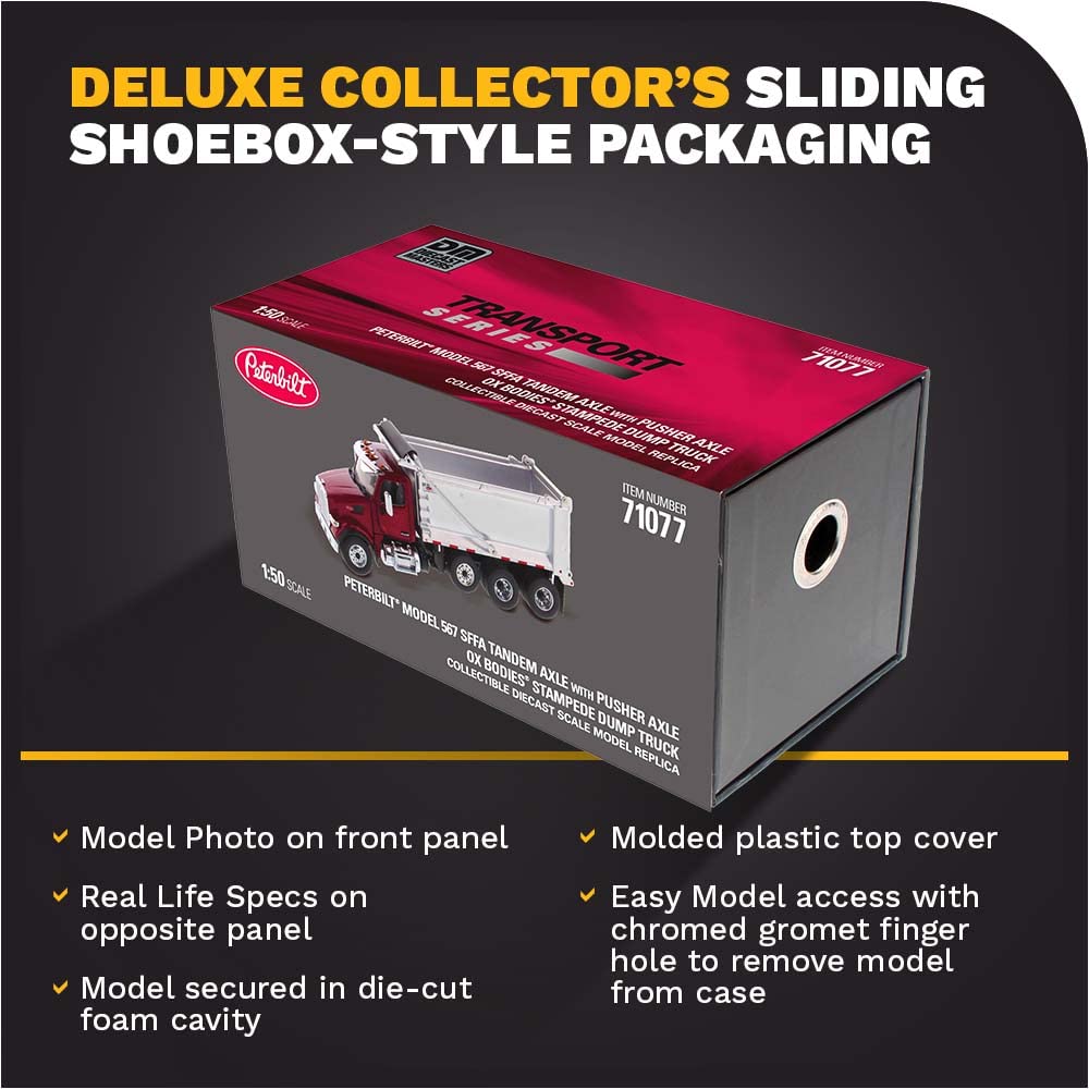 DIECAST MASTERS Peterbilt 567 SF OX Stampede Dump Truck Metallic Red Cab