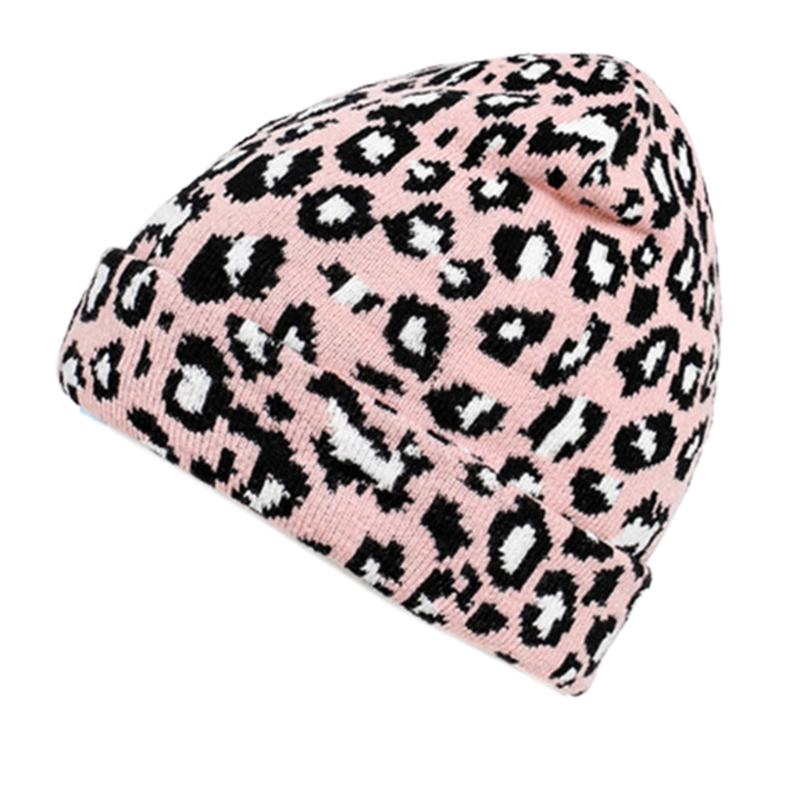 Fashion Leopard-print Knitted Hat Beanie Hat Woolen Hat for Outdoor Activities