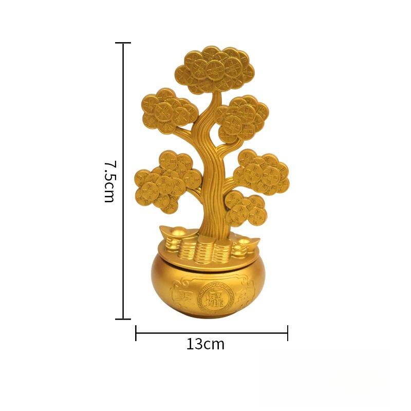 Mini Ingot Windmill Tree Metal Ornament Home Living Room Tabletop Decor Rotatable Gold Money Tree Figurine for Home Decoration